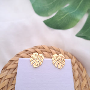 
                
                    Load image into Gallery viewer, Leaf Studs Monstera Earrings Gold / Silver
                
            