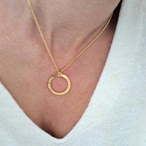 Circle necklace- Leaves Engraved circle necklace, Christmas Wreath Gold / Silver