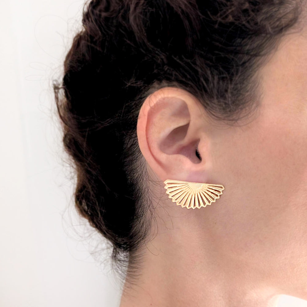 Big Statement Fan Stud Earrings Gold / Silver