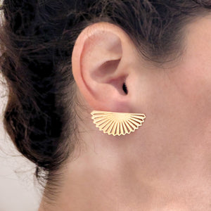 Big Statement Fan Stud Earrings Gold / Silver