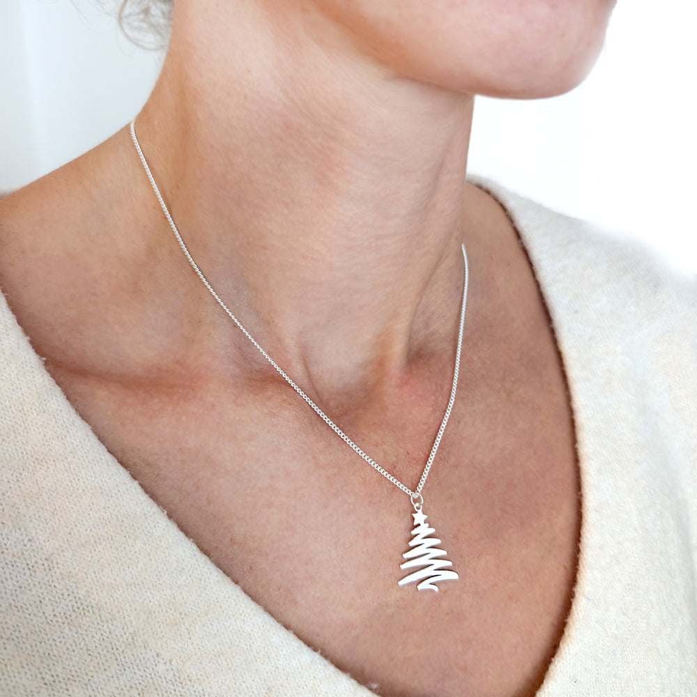 Christmas tree Necklace- Festive jewellery, Christmas gift Gold / Silver