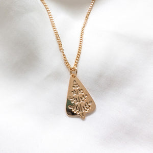 Tree Necklace with engraved leaves- Christmas Jewellery Gold / Silver