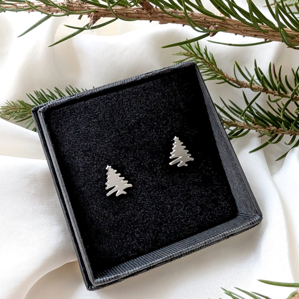 Tiny Christmas Tree Stud Earrings Gold / Silver