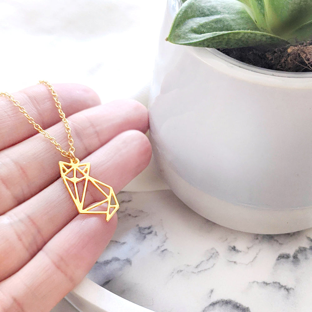 
                
                    Load image into Gallery viewer, Cat Origami Necklace Gold / Silver - Shany Design Studio Jewellery Shop
                
            