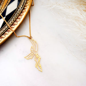 
                
                    Load image into Gallery viewer, Geometric Phoenix Bird Necklace Gold / Silver - Shany Design Studio Jewellery Shop
                
            