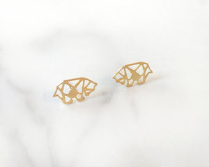 
                
                    Load image into Gallery viewer, Geometric Origami Bear stud Earrings Gold / Silver - Shany Design Studio Jewellery Shop
                
            