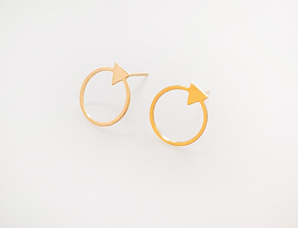 
                
                    Load image into Gallery viewer, Circle with Small Triangle Stud Earrings Gold / Silver - Shany Design Studio Jewellery Shop
                
            