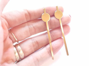 Long round stripe studs earrings Gold / Silver - Shany Design Studio Jewellery Shop