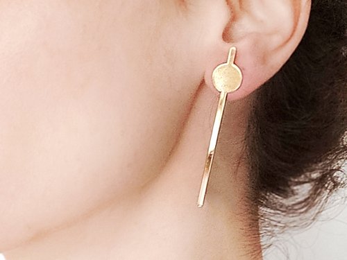 Long round stripe studs earrings Gold / Silver - Shany Design Studio Jewellery Shop