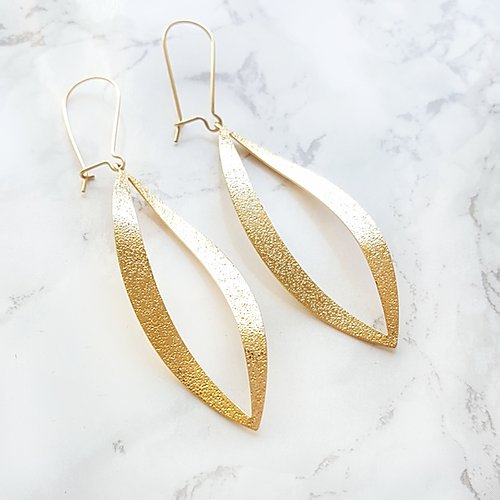 
                
                    Load image into Gallery viewer, Long Leaf Sparkling Earrings Gold / Silver - Shany Design Studio Jewellery Shop
                
            