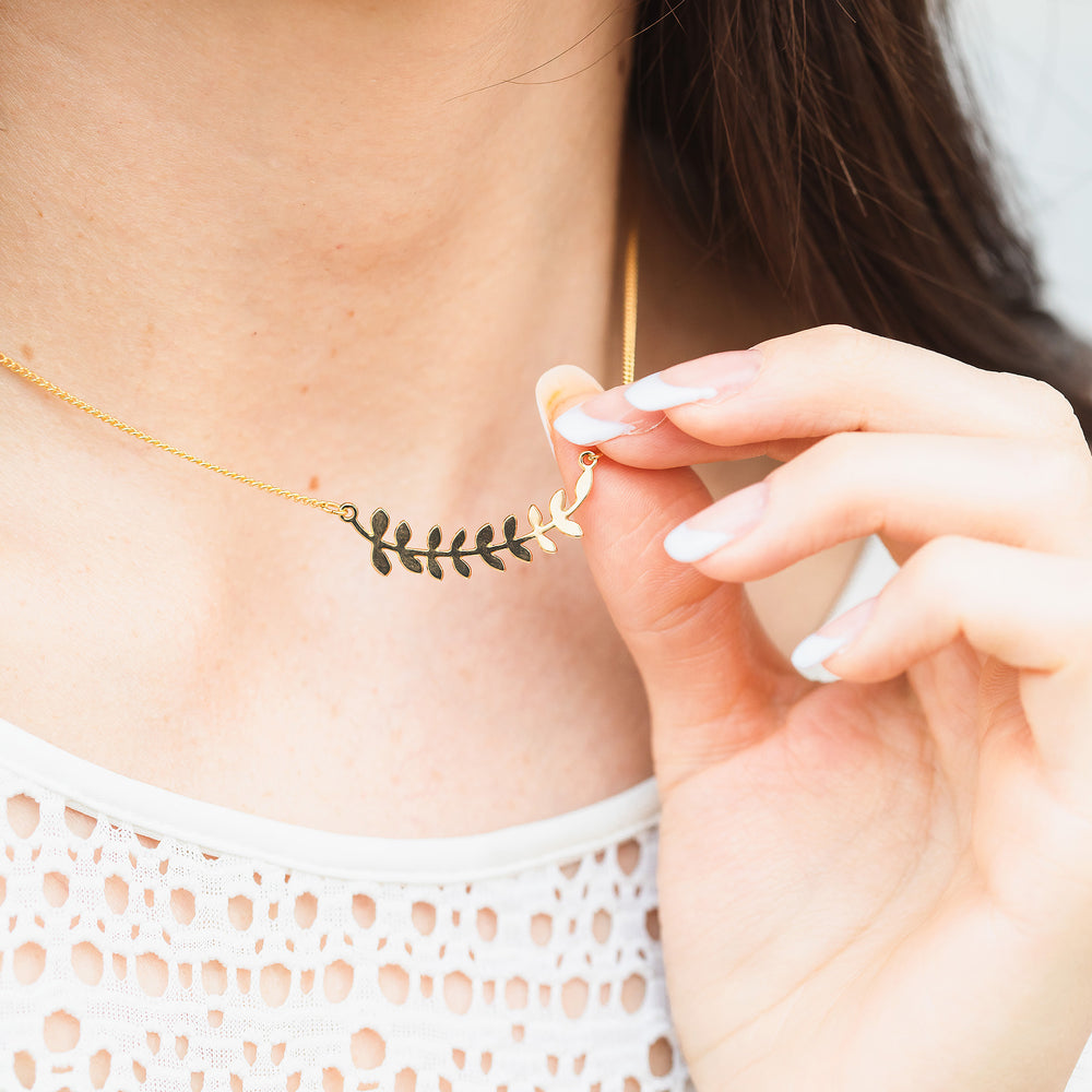 Laurel leaves branch necklace Gold / Silver - Shany Design Studio Jewellery Shop