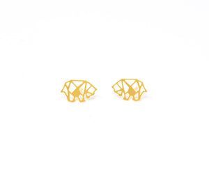 
                
                    Load image into Gallery viewer, Geometric Origami Bear stud Earrings Gold / Silver - Shany Design Studio Jewellery Shop
                
            