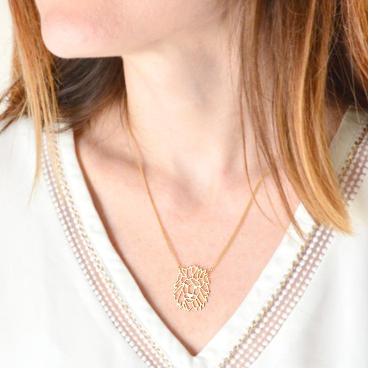 Geometric Lion Head Necklace Gold / Silver - Shany Design Studio Jewellery Shop