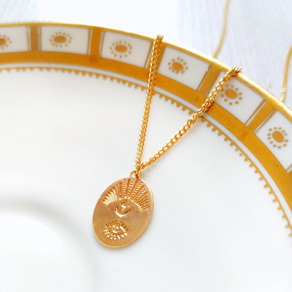 
                
                    Load image into Gallery viewer, Evil Eye medallion necklace Gold / Silver - Shany Design Studio Jewellery Shop
                
            