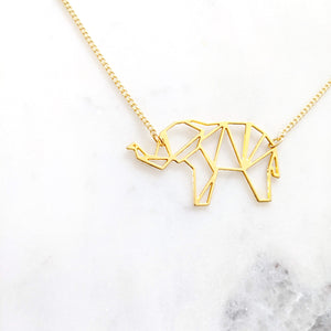 
                
                    Load image into Gallery viewer, Elephant Necklace Origami Geometric Gold / Silver - Shany Design Studio Jewellery Shop
                
            