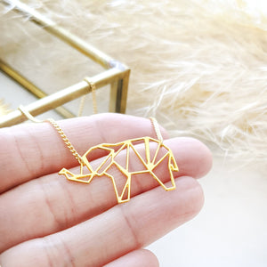 
                
                    Load image into Gallery viewer, Elephant Necklace Origami Geometric Gold / Silver - Shany Design Studio Jewellery Shop
                
            