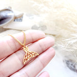 Whale Tail Necklace Gold / Silver, Geometric Origami necklace