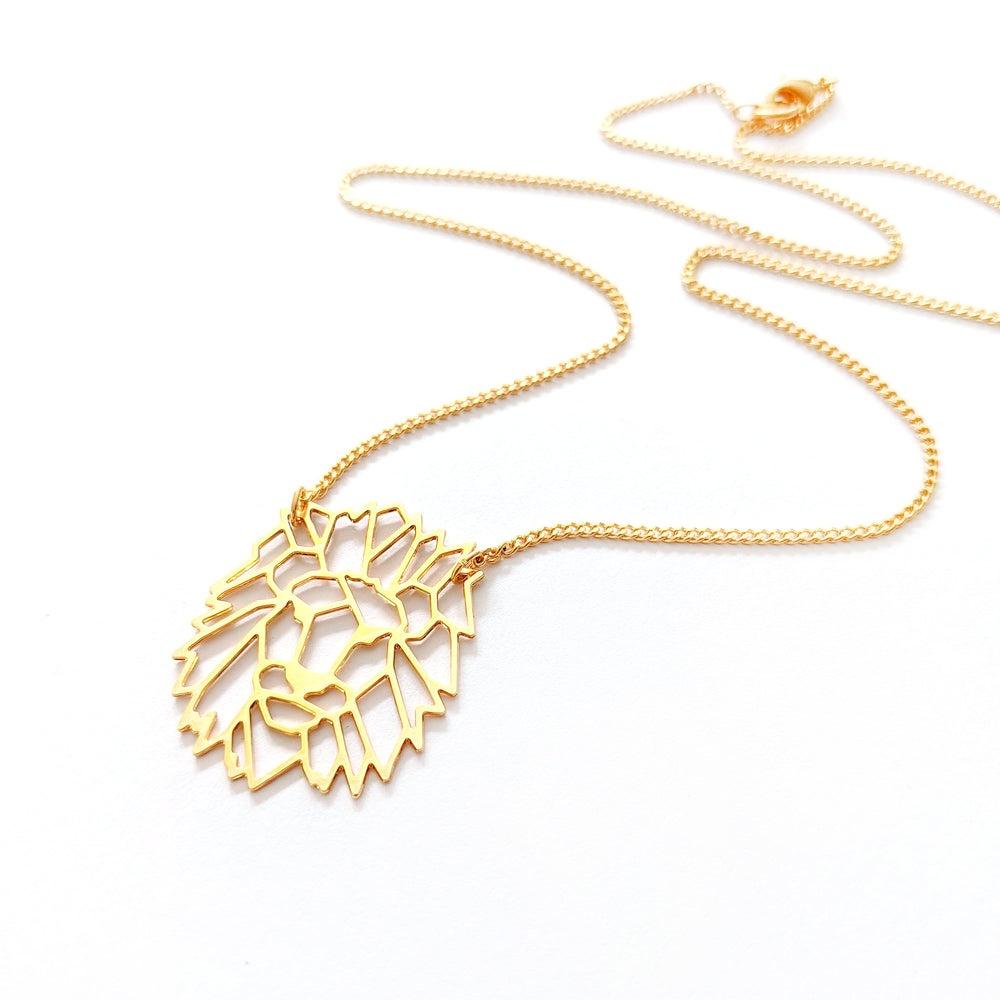 Geometric Lion Head Necklace Gold Silver – Shany Design Studio