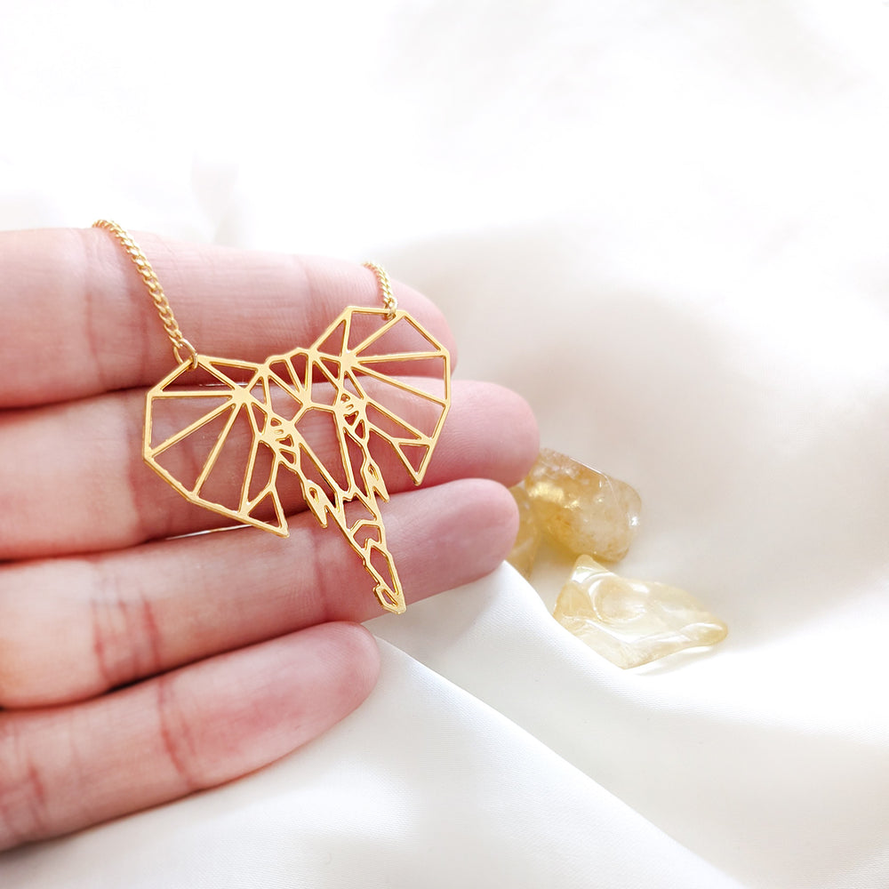 Elephant Head Necklace - Gold / Silver Geometric necklace - Shany Design Studio Jewellery Shop