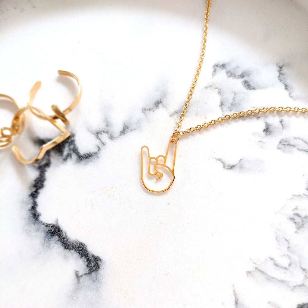 Rock On Hand sign Necklace Gold / Silver - Shany Design Studio Jewellery Shop