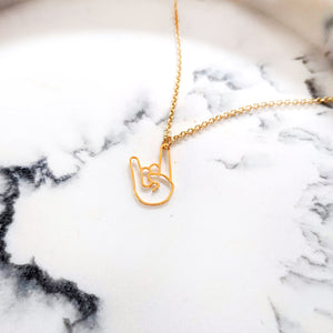 
                
                    Load image into Gallery viewer, Rock On Hand sign Necklace Gold / Silver - Shany Design Studio Jewellery Shop
                
            