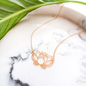 Lotus Flower Silver Necklace - Studio Jewellery 
