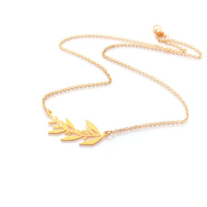 Olive Leaves Branch Necklace Gold / Silver - Shany Design Studio Jewellery Shop