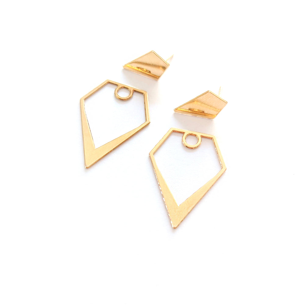 Rhombus ear jacket Gold / Silver - Shany Design Studio Jewellery Shop