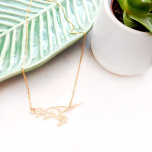 Dinosaur Necklace Origami Gold / Silver - Shany Design Studio Jewellery Shop
