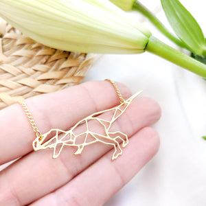 Dinosaur Necklace Origami Gold / Silver - Shany Design Studio Jewellery Shop
