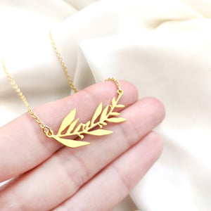Olive Leaves Branch Necklace Gold / Silver - Shany Design Studio Jewellery Shop