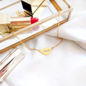 Tiny Lips Kiss Necklace Gold / Silver - Shany Design Studio Jewellery Shop