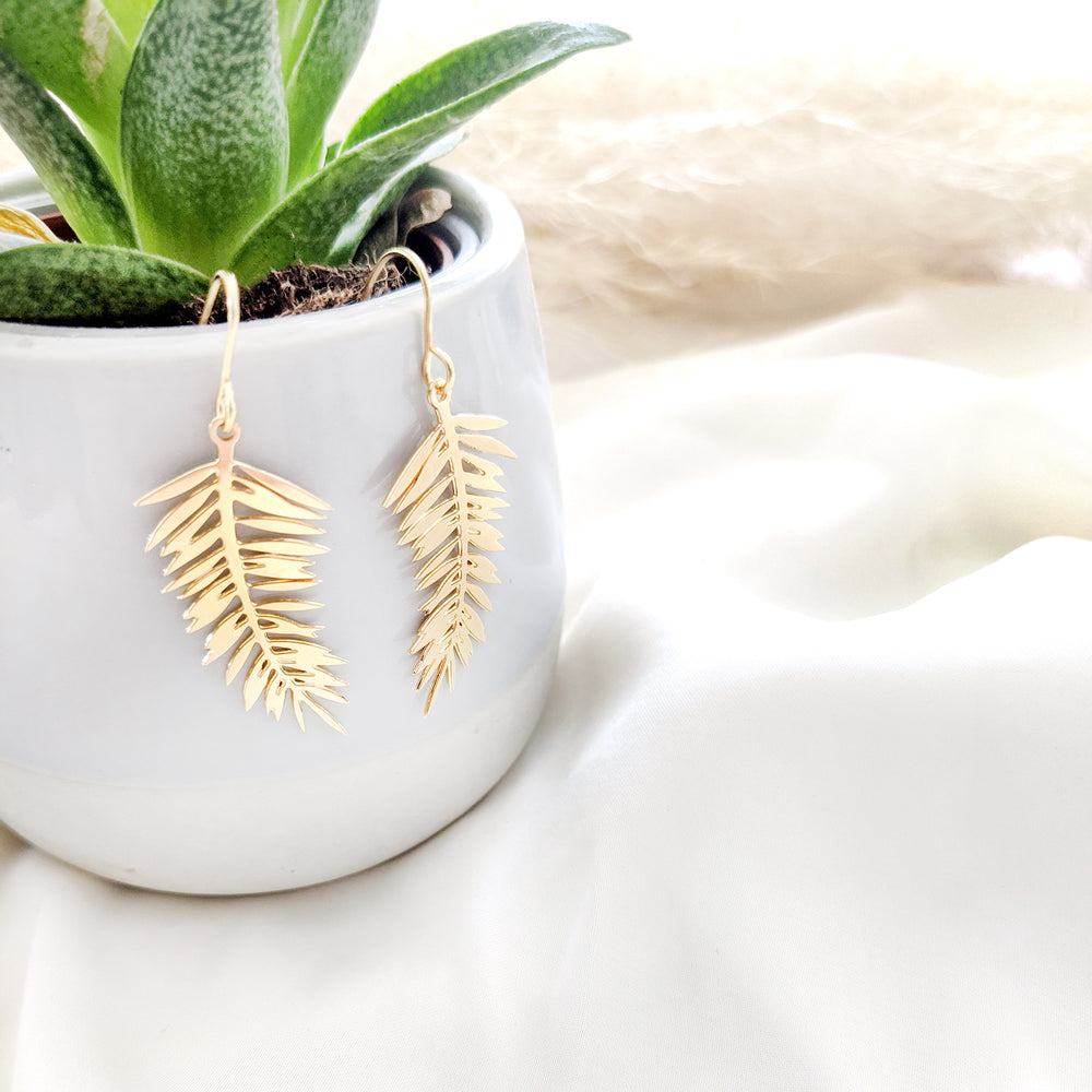 Palm Leaf Earrings Gold/ Silver - Shany Design Studio Jewellery Shop