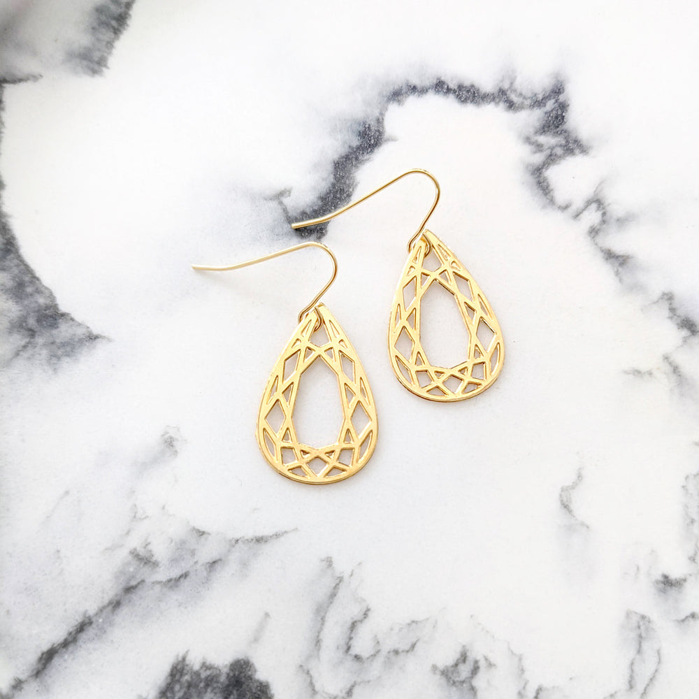 Geometric Teardrop Earrings Gold/ Silver - Shany Design Studio Jewellery Shop