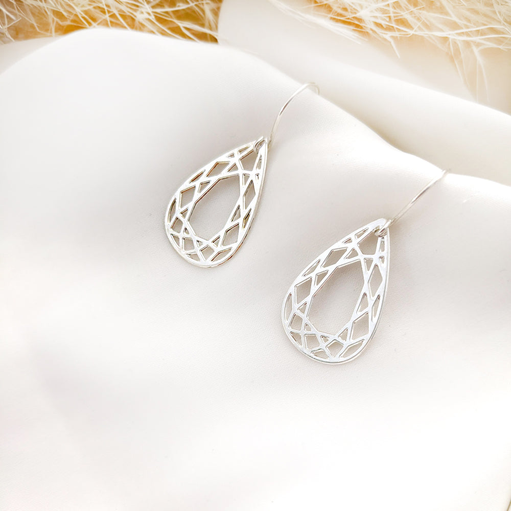 Geometric Teardrop Earrings Gold/ Silver - Shany Design Studio Jewellery Shop