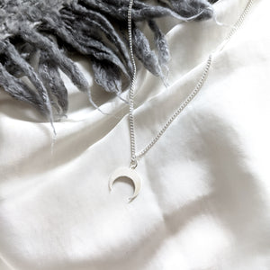 
                
                    Load image into Gallery viewer, tiny silver moon necklace
                
            