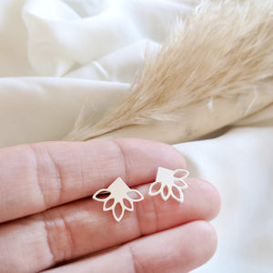 Tiny Lotus Flower studs earrings silver