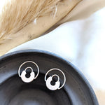 Round Lock minimalist stud Earrings Gold / Silver