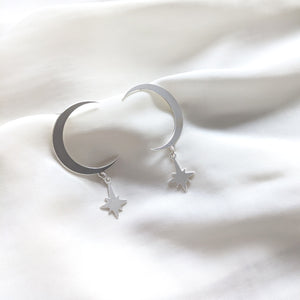 silver moon and star earrings