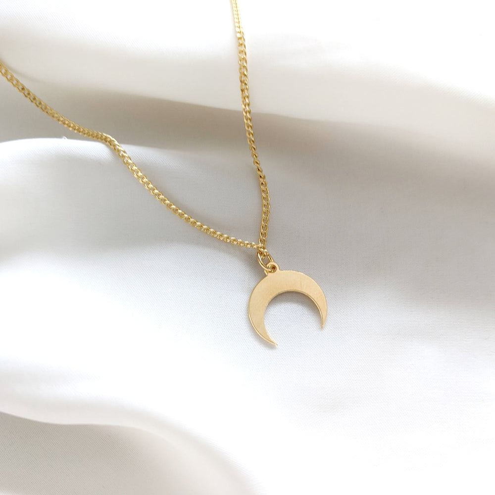 
                
                    Load image into Gallery viewer,  Delicate gold moon charm necklace
                
            