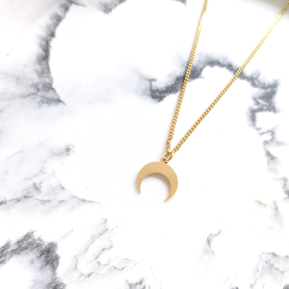 14K Yellow Gold Crescent Moon Necklace - Gracious Rose Jewelry
