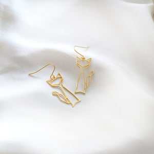 Cat dangle Earrings Gold / Silver