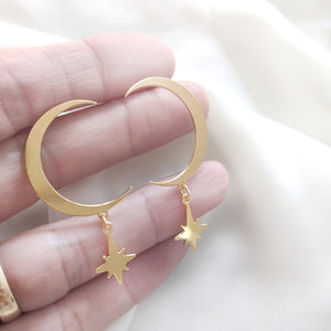 statement moon crescent post earrings