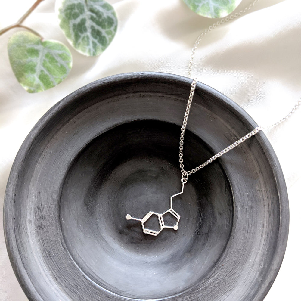 Gold Serotonin Necklace, Sterling Silver Molecule Necklace, Mother Gift,  Science Jewelry, Gift for Her, Chemistry Pendant, Gift for Kids - Etsy