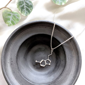 Serotonin Molecule Necklace Gold / Silver