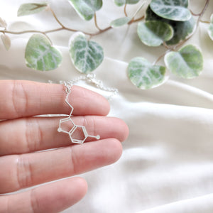 Serotonin Molecule Necklace Gold / Silver
