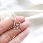 Rock and Roll Hand sign Necklace Gold / Silver