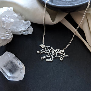 Geometric Unicorn Necklace Gold / Silver