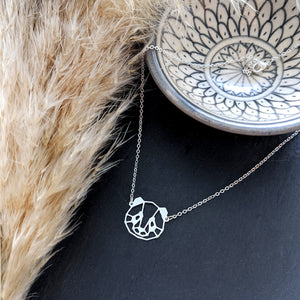 Panda Bear Face Necklace Gold / Silver, Origami Bear necklace