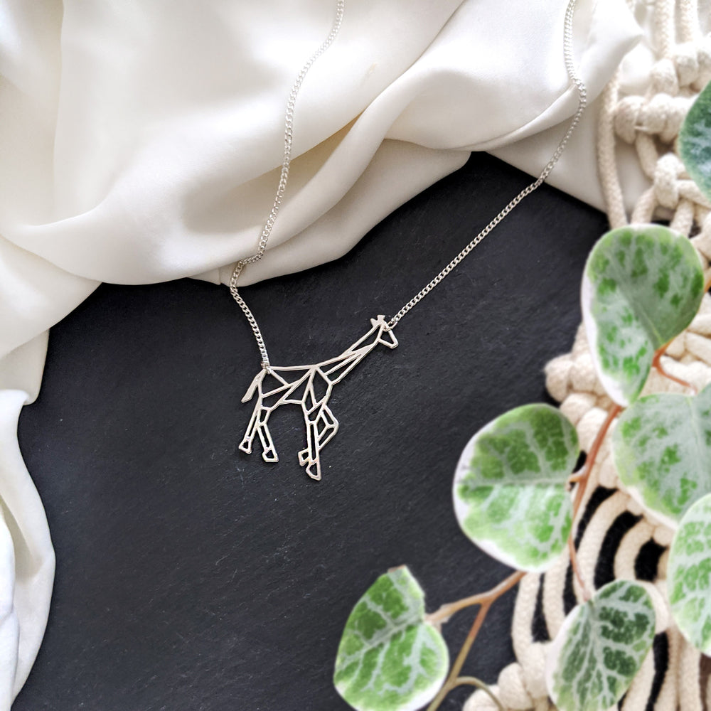 Giraffe Necklace Gold / Silver, Origami necklace